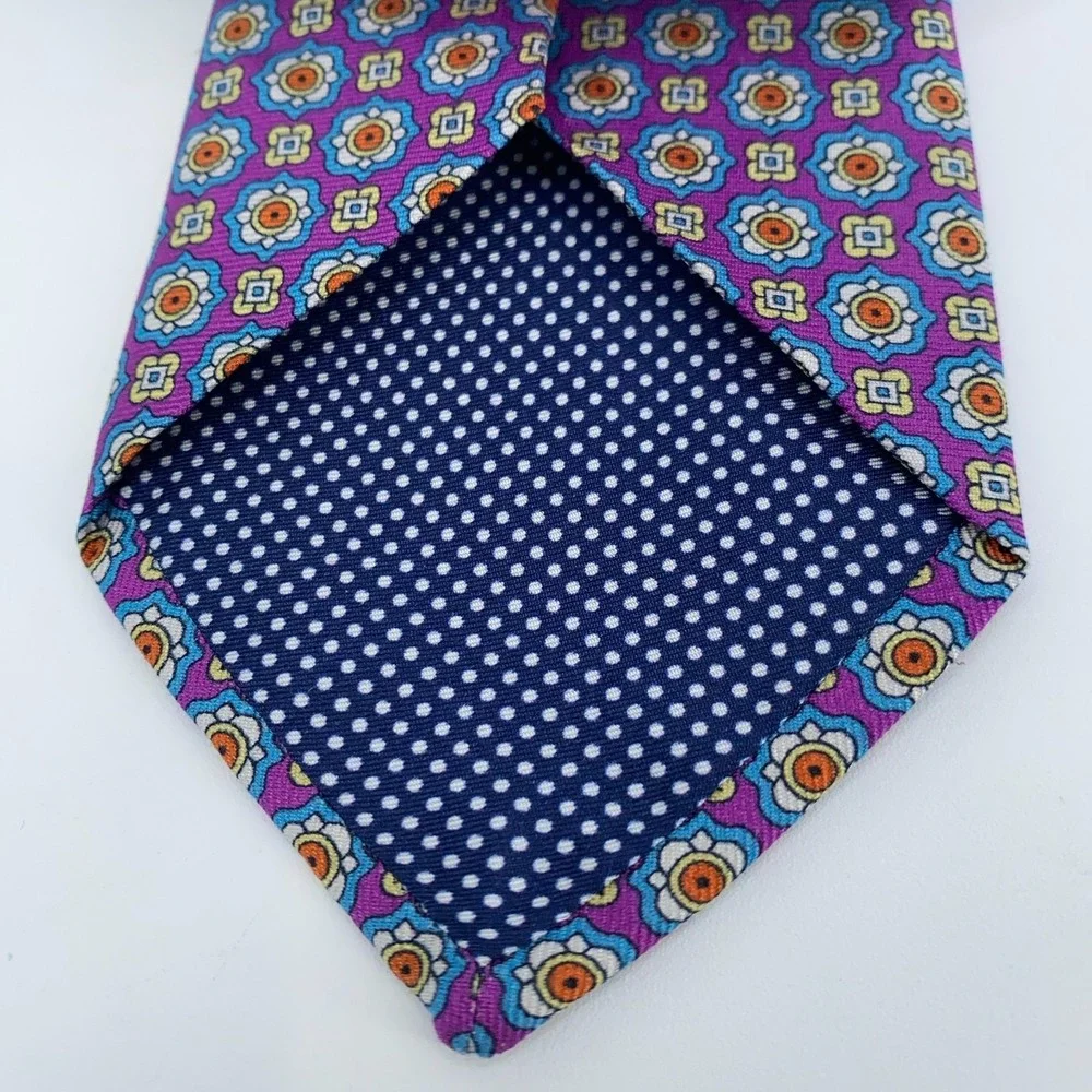 Eton Tie Men One Size Multi Patterned Silk Classic Luxury Necktie Italy Made NWT